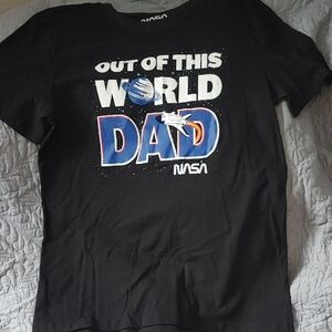 Black Nasa T-Shirt - Dad Out of This World Design Sz Med